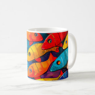 mehrfarbiges Fischmuster Kaffeetasse