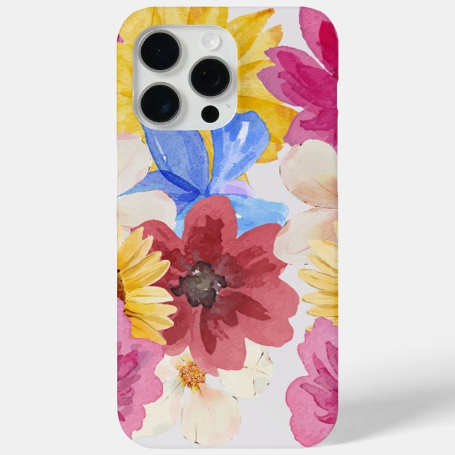 Mehrfarbiges florales iPhone 15 Pro Fall Case-Mate iPhone Hülle (Rückseite)