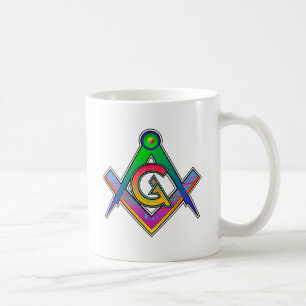 Mehrfarbiges Freimaurerquadrat u. Kompass Kaffeetasse