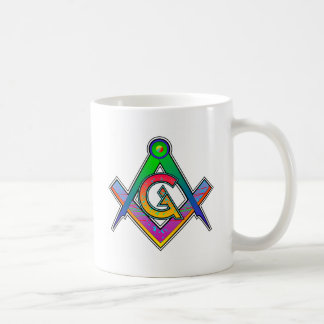 Mehrfarbiges Freimaurerquadrat u. Kompass Kaffeetasse