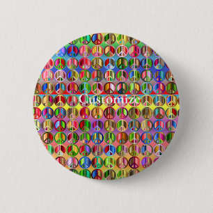 mehrfarbiges Friedenssymbolmuster Button