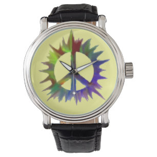 mehrfarbiges Friedenszeichen Armbanduhr