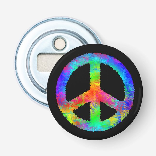 Mehrfarbiges Friedenszeichen Flaschenöffner (Vorderseite)