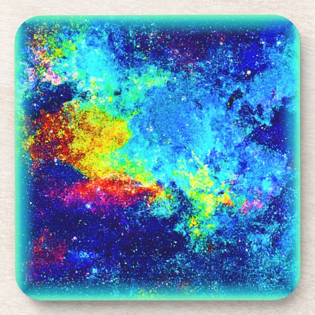Mehrfarbiges Galaxiedesign. Jetzt kaufen Getränkeuntersetzer (Vorderseite)