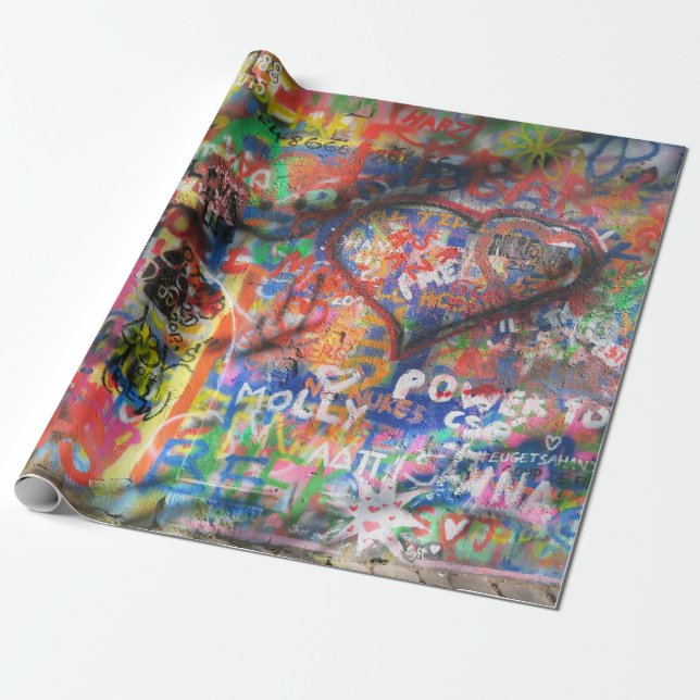mehrfarbiges Graffiti an der Betonwand Geschenkpapier (Ungerollt)
