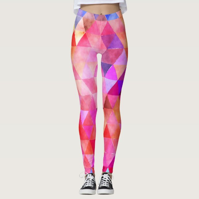 Mehrfarbiges hellrosa gemustert leggings (Vorderseite)