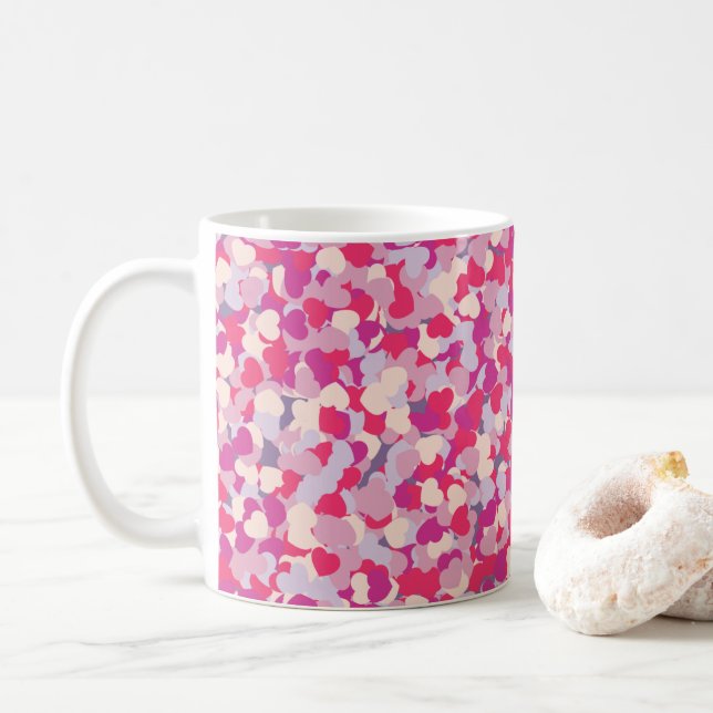 Mehrfarbiges Herz Confetti2 Kaffeetasse (Mit Donut)