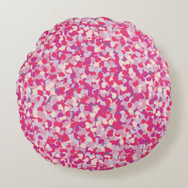 Mehrfarbiges Herz Confetti2 Rundes Kissen (Vorderseite)