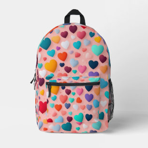 mehrfarbiges Herzmuster Bedruckter Rucksack