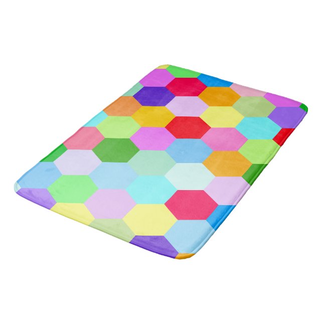 Mehrfarbiges Hexagon-Muster Badematte (Schrägansicht)