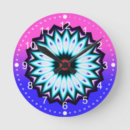 mehrfarbiges Kaleidoskop mit/rosa und blauer Farbv Runde Wanduhr