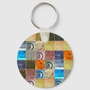 Mehrfarbiges MetallLiebe-Mosaik-Patchwork Schlüsselanhänger