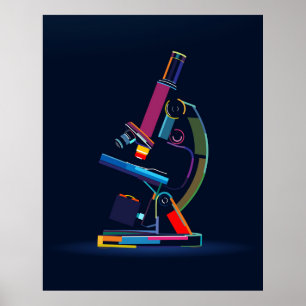 Mehrfarbiges Mikroskop Poster