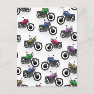 mehrfarbiges Motorradmuster Postkarte