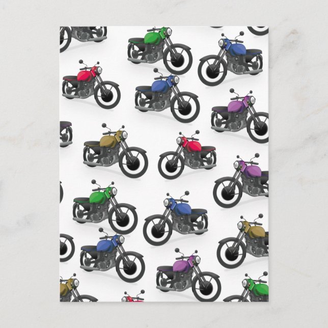 mehrfarbiges Motorradmuster Postkarte (Vorderseite)