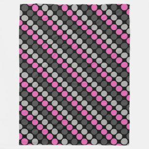 Mehrfarbiges Muster Retro Sixties Polka Dots Grau Fleecedecke