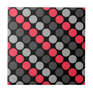 Mehrfarbiges Muster Retro Sixties Polka Dots Grau Fliese