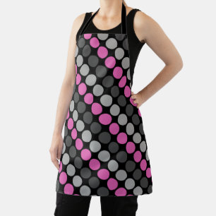 Mehrfarbiges Muster Retro Sixties Polka Dots Grau Schürze