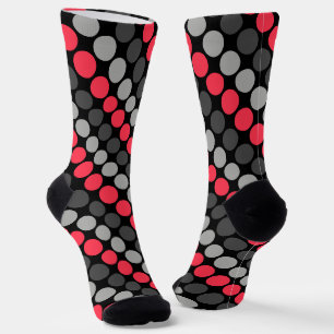 Mehrfarbiges Muster Retro Sixties Polka Dots Grau Socken