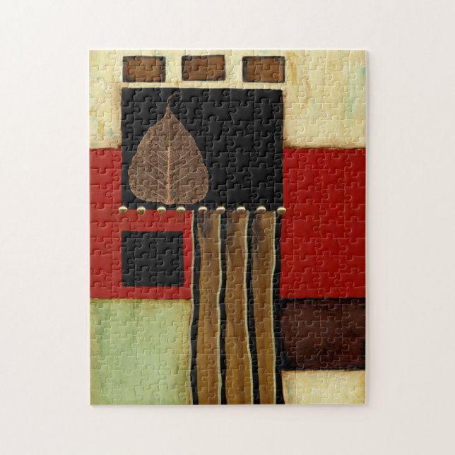 mehrfarbiges Paneelgemälde mit braunem Leaf (Vertikal)