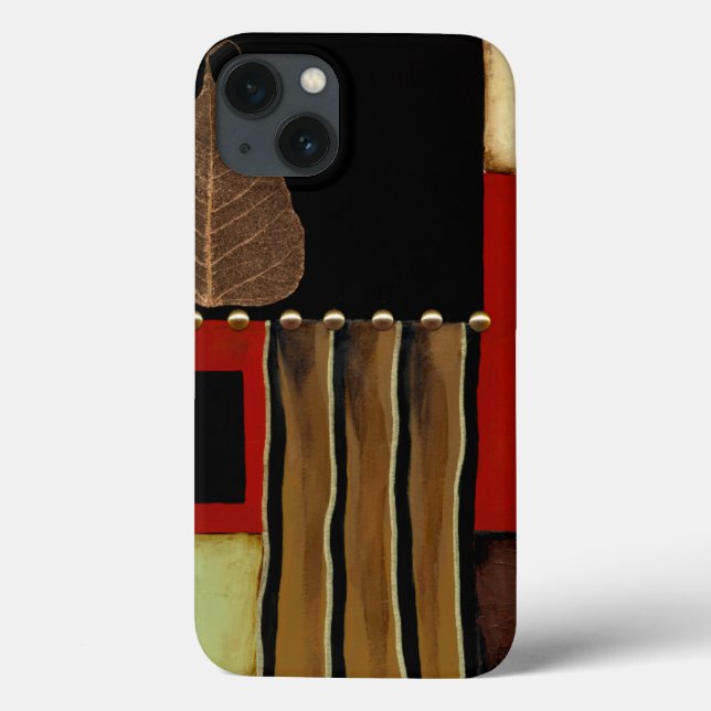 mehrfarbiges Paneelgemälde mit braunem Leaf Case-Mate iPhone Hülle (Rückseite)