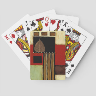 mehrfarbiges Paneelgemälde mit braunem Leaf Spielkarten