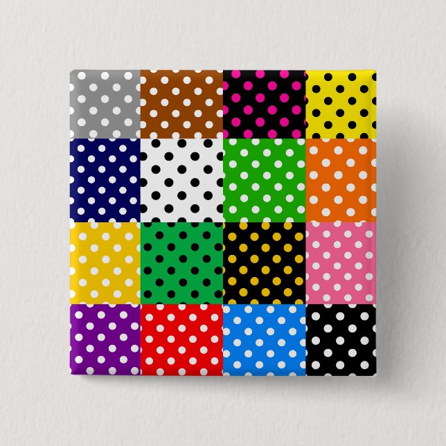mehrfarbiges Patchwork Quilt Polka Dots Button (Vorderseite)