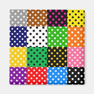 mehrfarbiges Patchwork Quilt Polka Dots Magnet