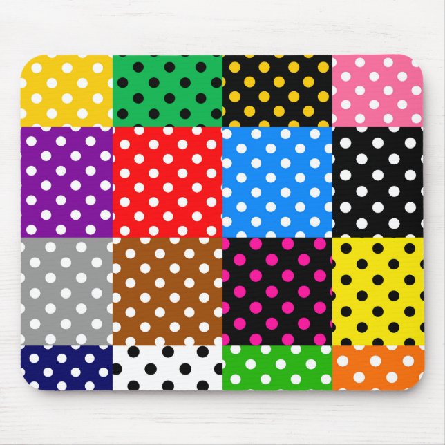 mehrfarbiges Patchwork Quilt Polka Dots Mousepad (Vorne)