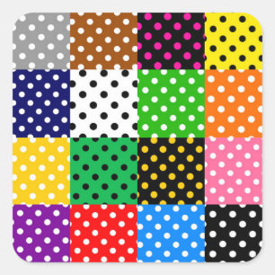 mehrfarbiges Patchwork Quilt Polka Dots Quadratischer Aufkleber