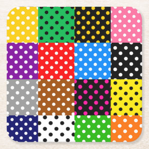mehrfarbiges Patchwork Quilt Polka Dots Rechteckiger Pappuntersetzer