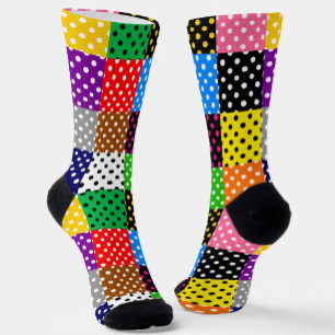 mehrfarbiges Patchwork Quilt Polka Dots Socken