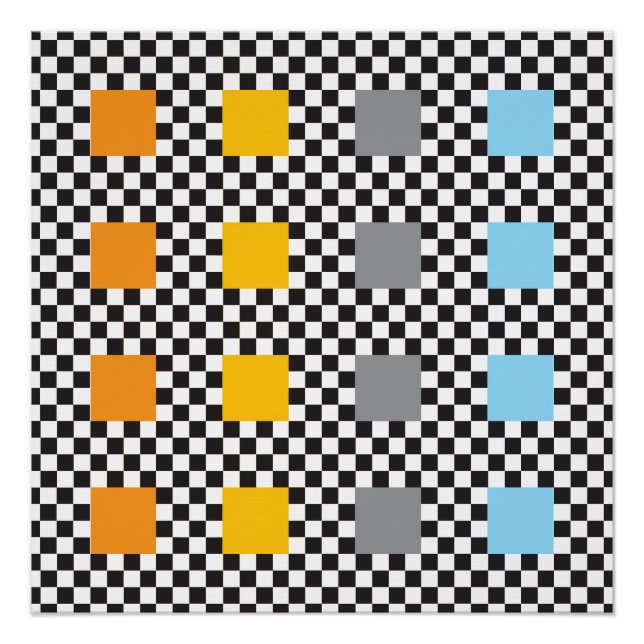 Mehrfarbiges Prüfmuster und große Quadrate Poster (Vorderseite)