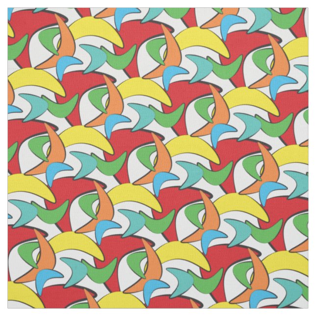 Mehrfarbiges Retro-Boomerang-Muster Stoff (Muster)