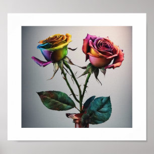 mehrfarbiges Rose-Poster Poster