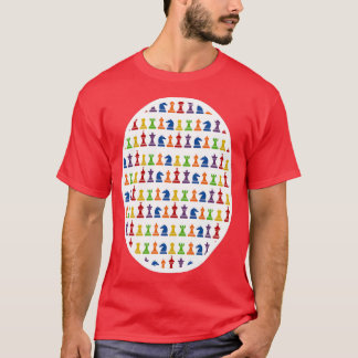 Mehrfarbiges Schachstück Design Größere Bildversio T-Shirt