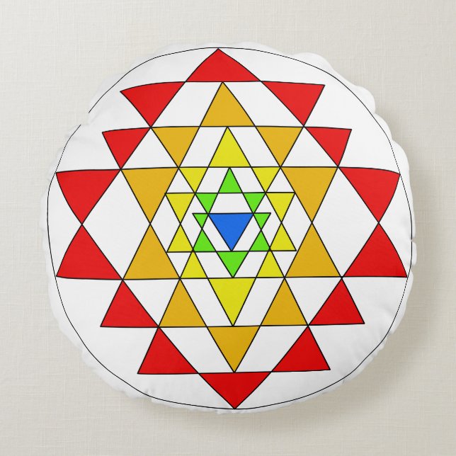 Mehrfarbiges Sri Yantra Meditation Kissen (Vorderseite)