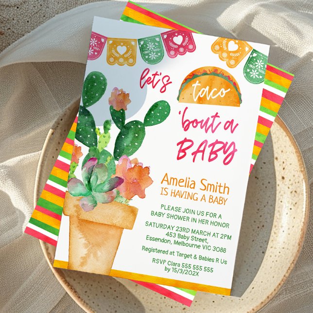 Mehrfarbiges Taco über eine Baby-Dusche Einladung (Multicolored Taco 'bout a Baby Baby Shower Invitation, Colorful Fiesta Baby Shower Invitation, )