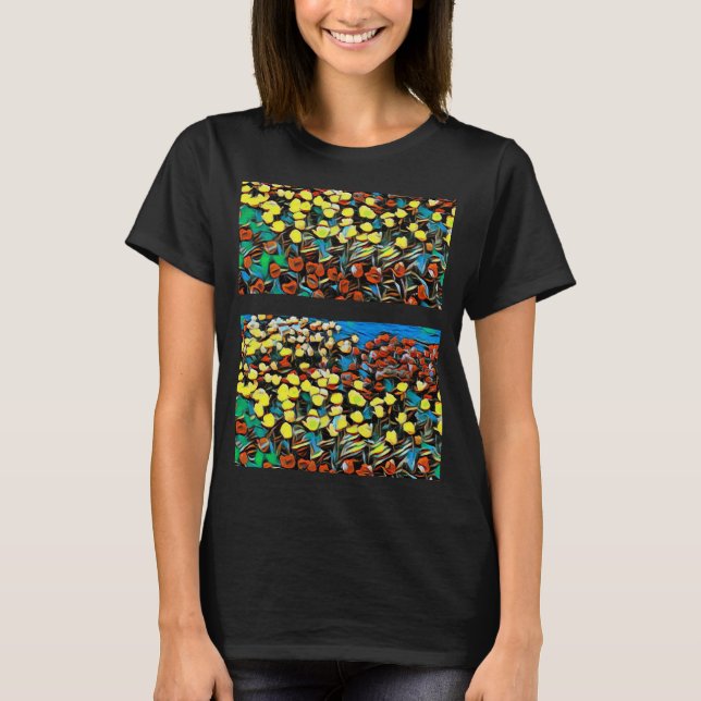 mehrfarbiges Tulip-Shirt (schwarz) T-Shirt (Vorderseite)