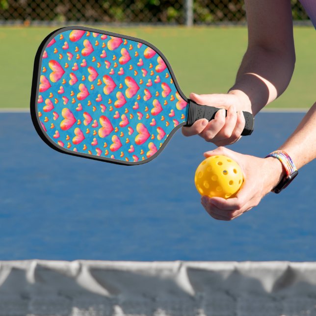 Mehrfarbiges Wasserfarbenherz Pickleball Paddel Schläger (InSitu)