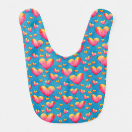 mehrfarbiges Watercolor Hearts Baby Bib Babylätzchen