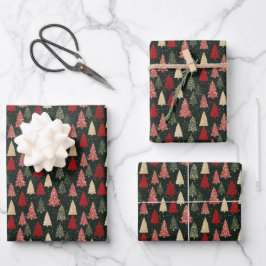 mehrfarbiges Weihnachtsbaum-Umschlagpapier Geschenkpapier Set