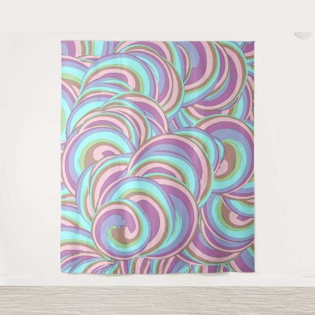 Mehrfarbiges Wirbelmuster Wandteppich (Vorderseite)