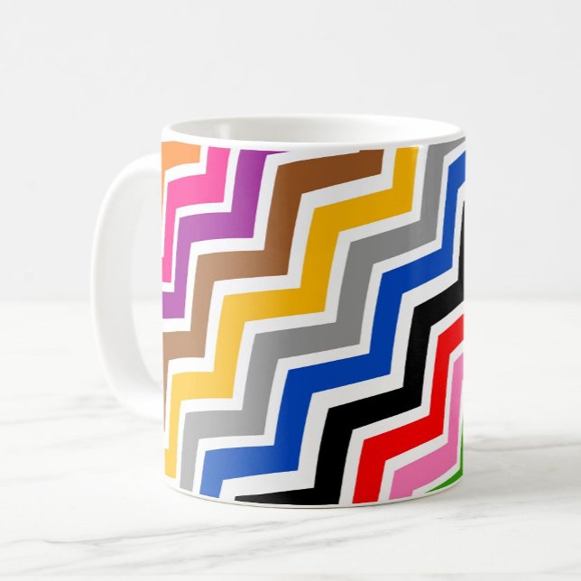 Mehrfarbiges Zigzag Zickzack Muster Kaffeetasse (Von Creator hochgeladen)