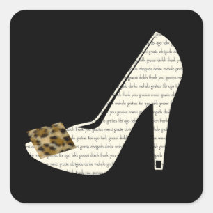 Mehrsprachig Vielen Dank Leopard Print Sticker