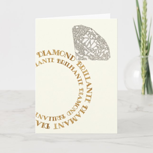 Mehrsprachige Diamantring-Typografie-Karte (Blank) Ankündigung (Vorderseite)