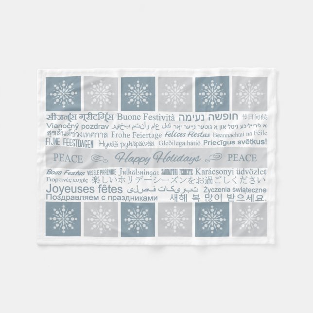 Mehrsprachige Fleece "Happy Holidays" (Vorderseite (Horizontal))