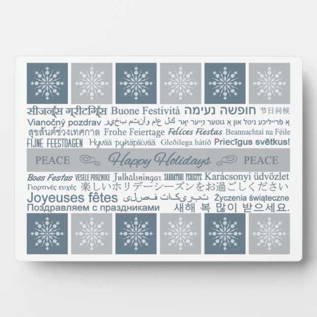 Mehrsprachige Happy Holidays Plaque Fotoplatte (Vorderseite)