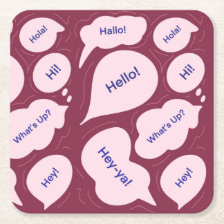 Mehrsprachige Hello Speech Bubbles Muster Serviett Rechteckiger Pappuntersetzer