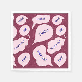 Mehrsprachige Hello Speech Bubbles Muster Serviett Serviette